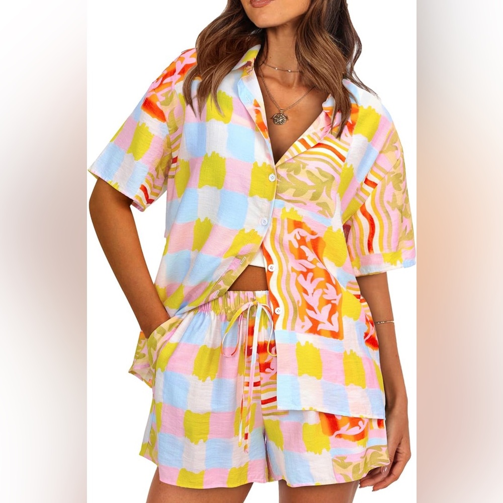 Summer print 2 piece outfit set